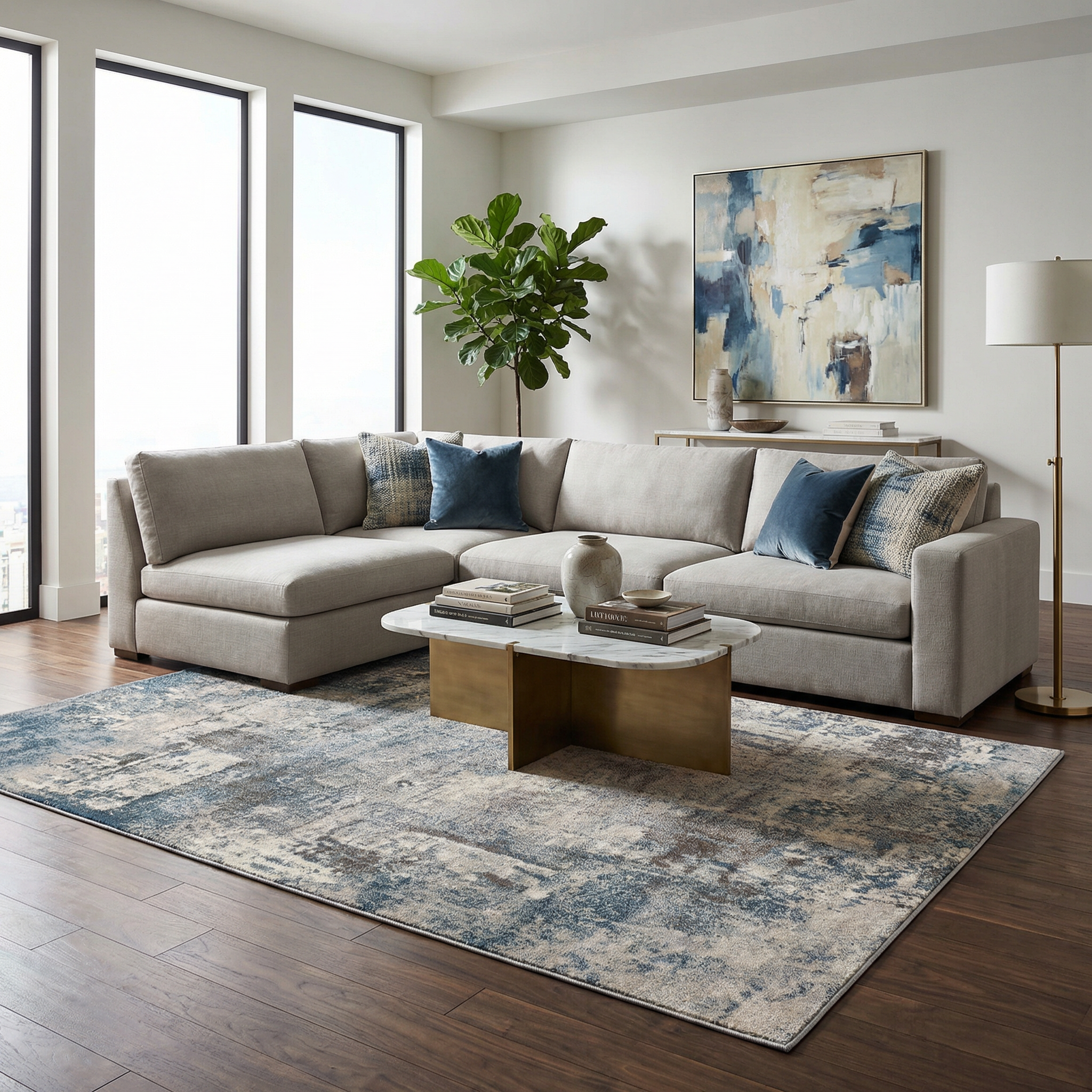 Netherfield Abstract Gray Rug