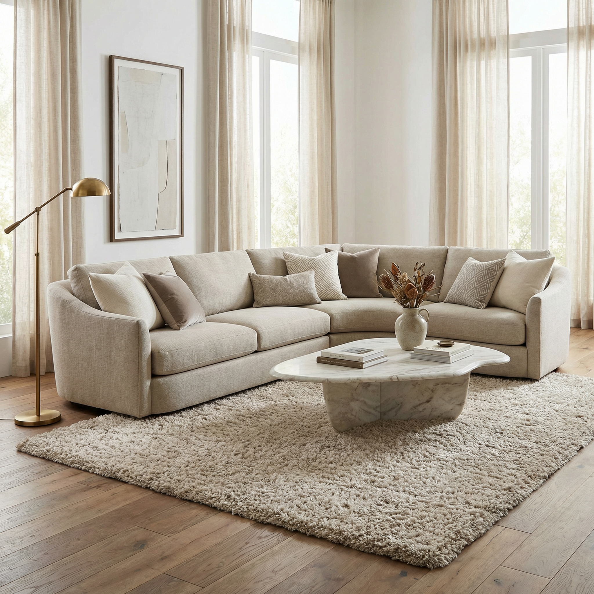 Siari Solid Oatmeal Shag Rug