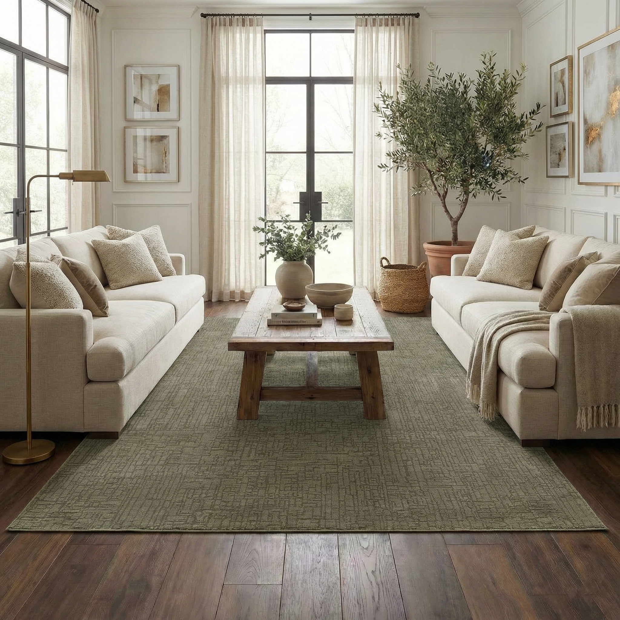 Leanna Green Washable Area Rug