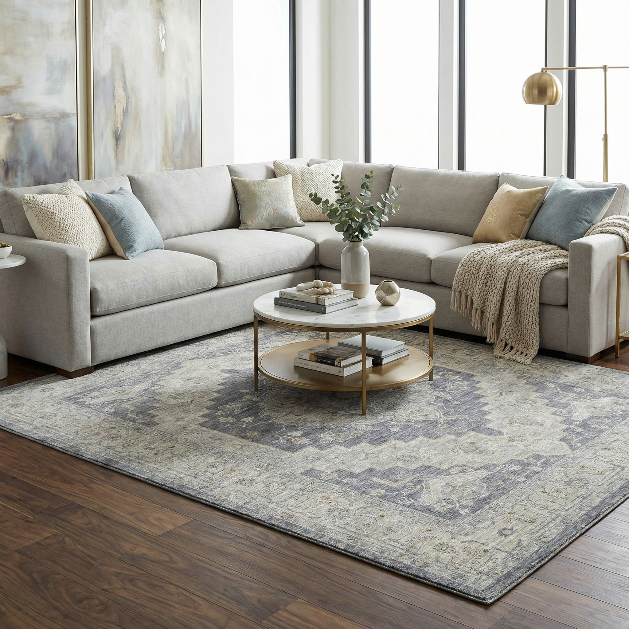 Sema Blue Medallion Thick Luxe Area Rug