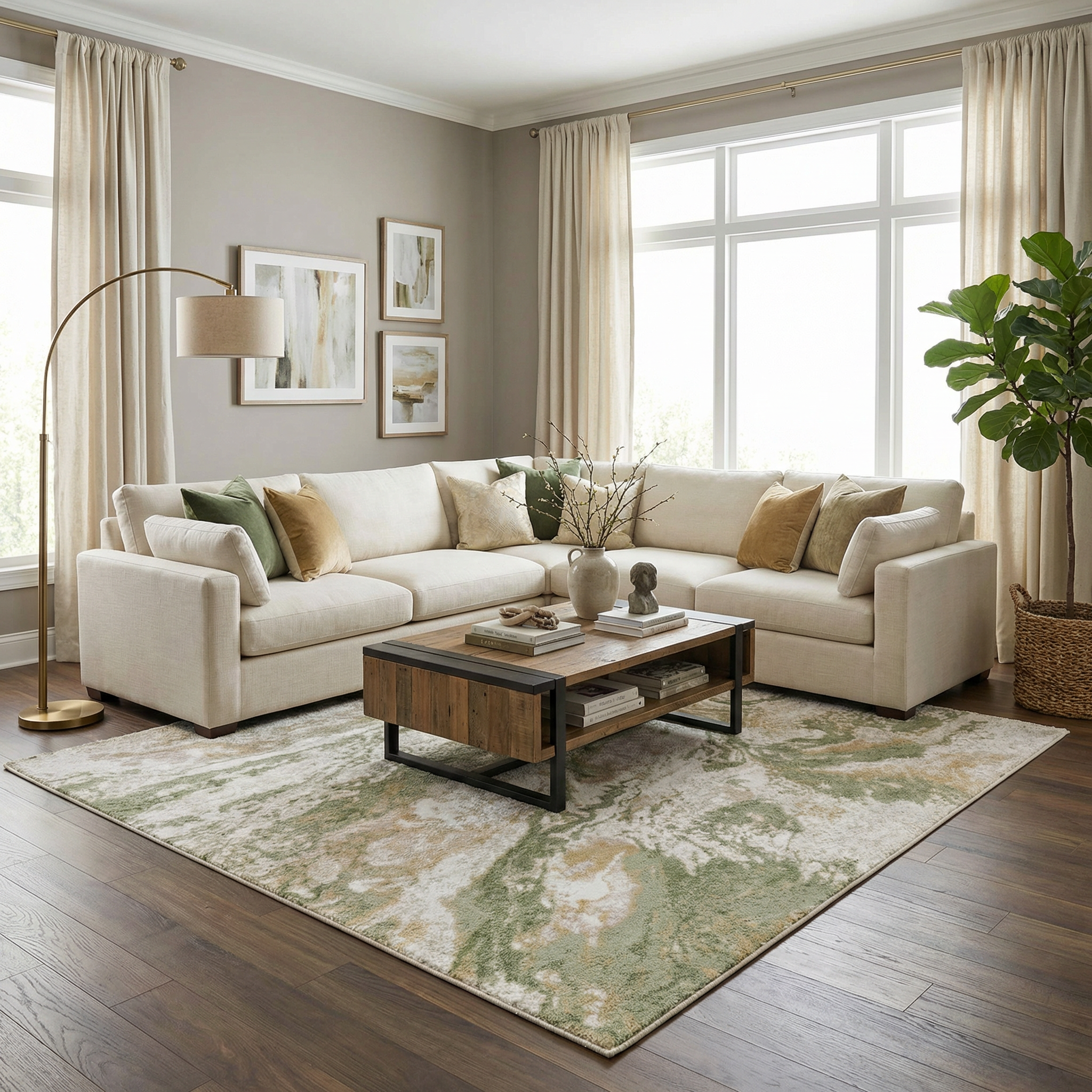 Lively Marble Green Area Rug