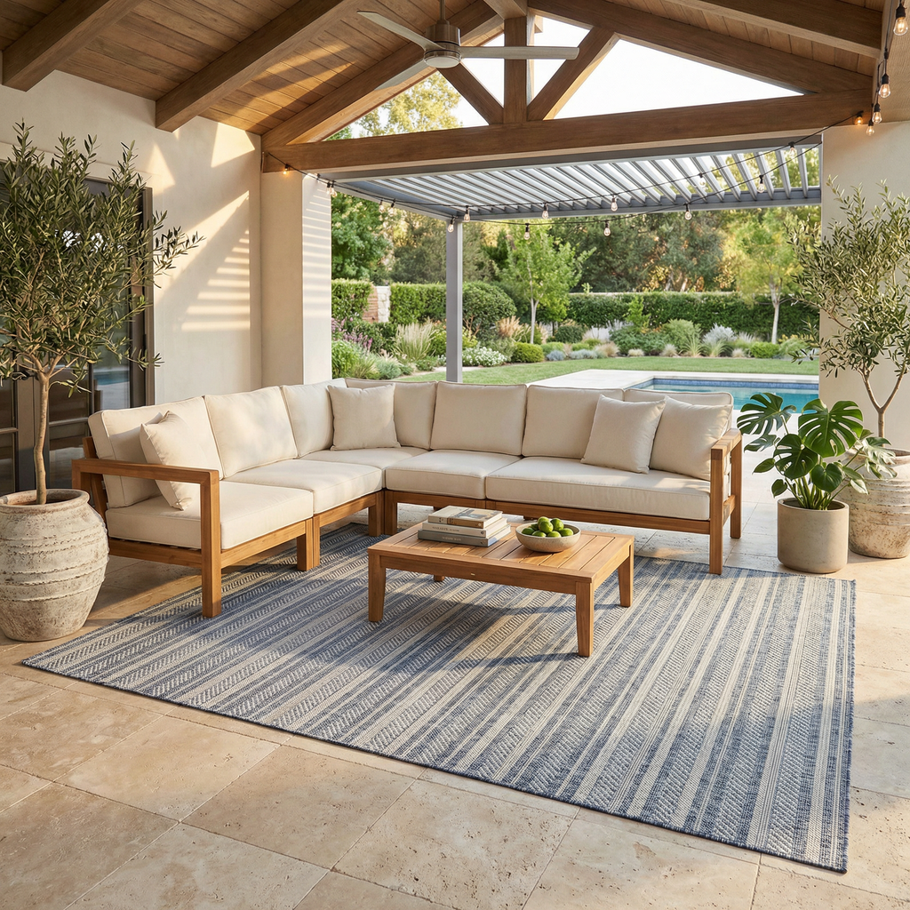 Emirgazi Striped Nordic Outdoor Rug