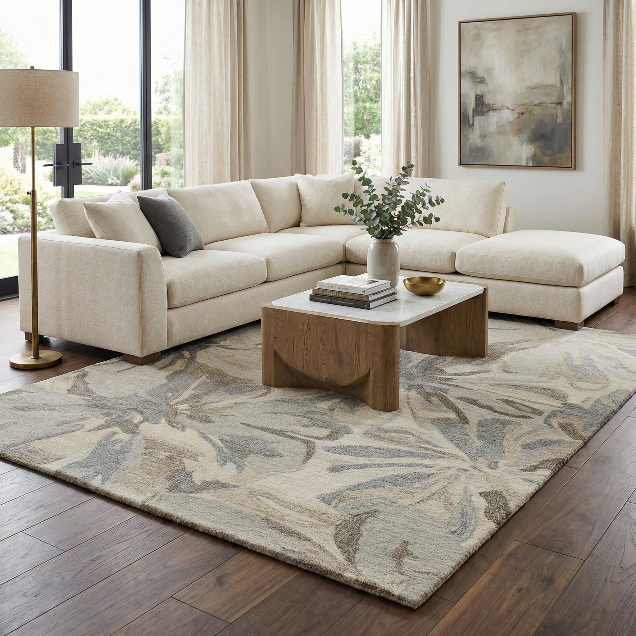 Ilfeld Athena Beige Floral Wool Rug
