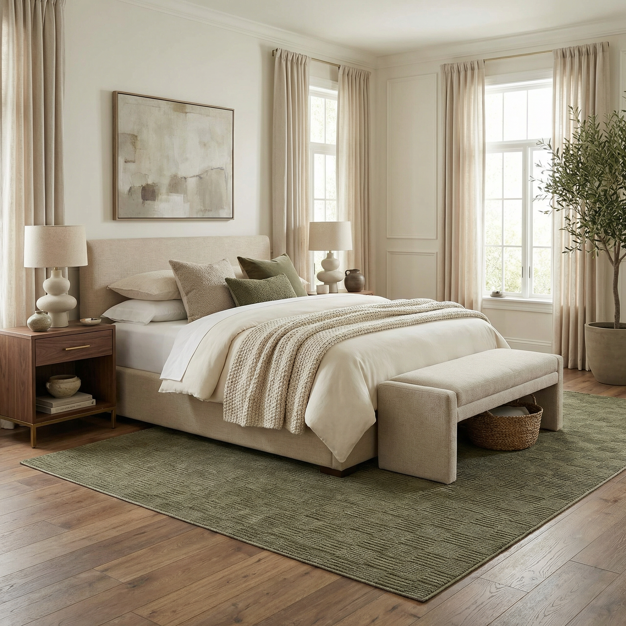 Kazuma Green Washable Area Rug