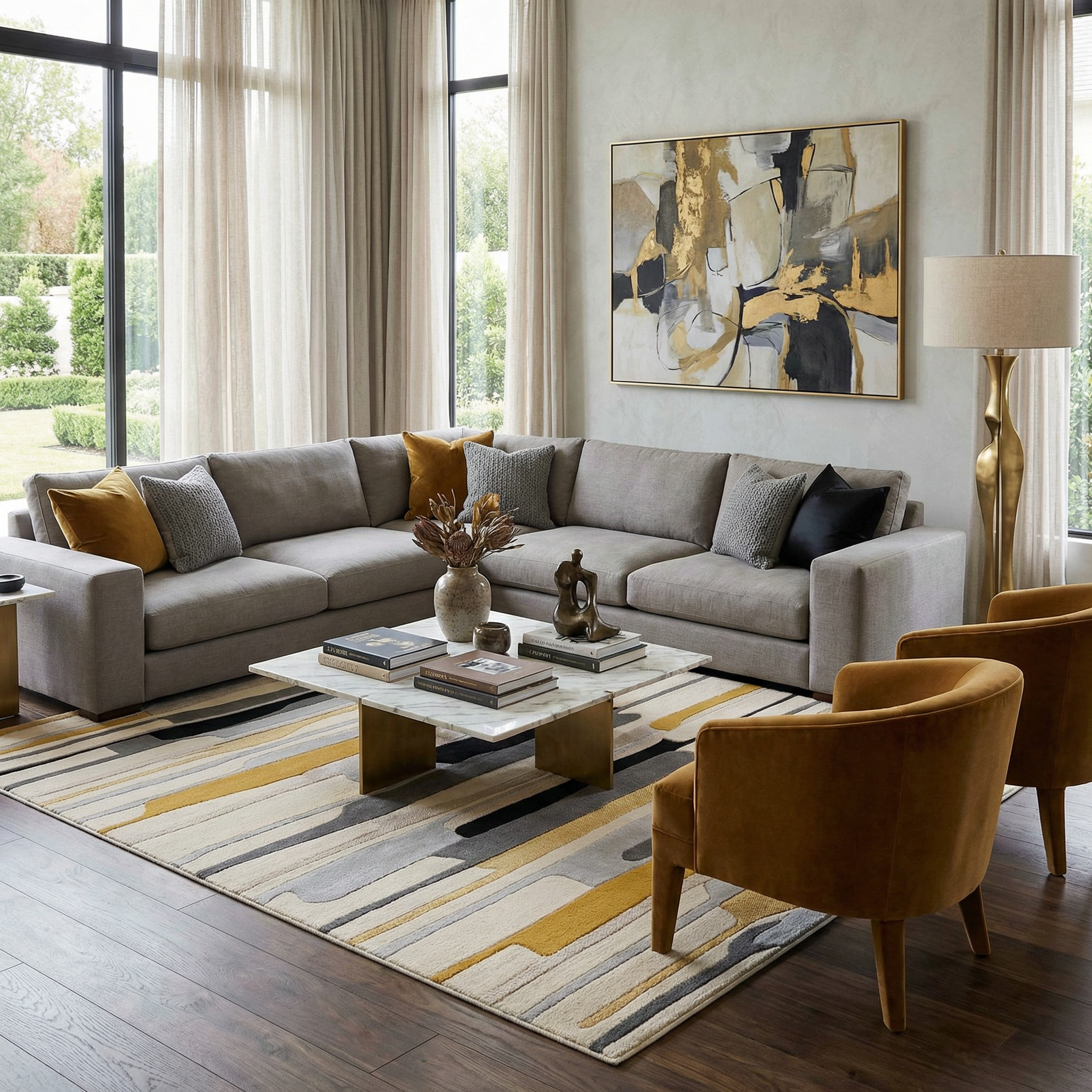 Southfields Mustard Modern Rug