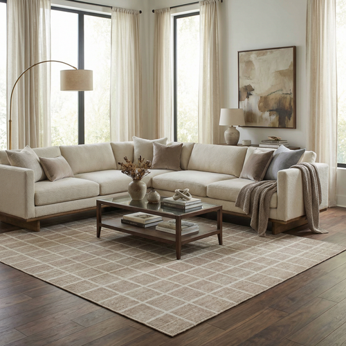 Anicet Checkered Washable Wool Area Rug