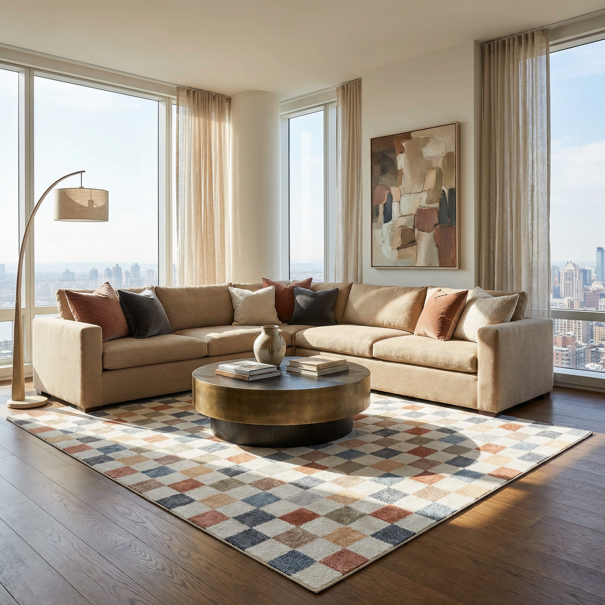 Alie Colorful Checkered Washable Rug