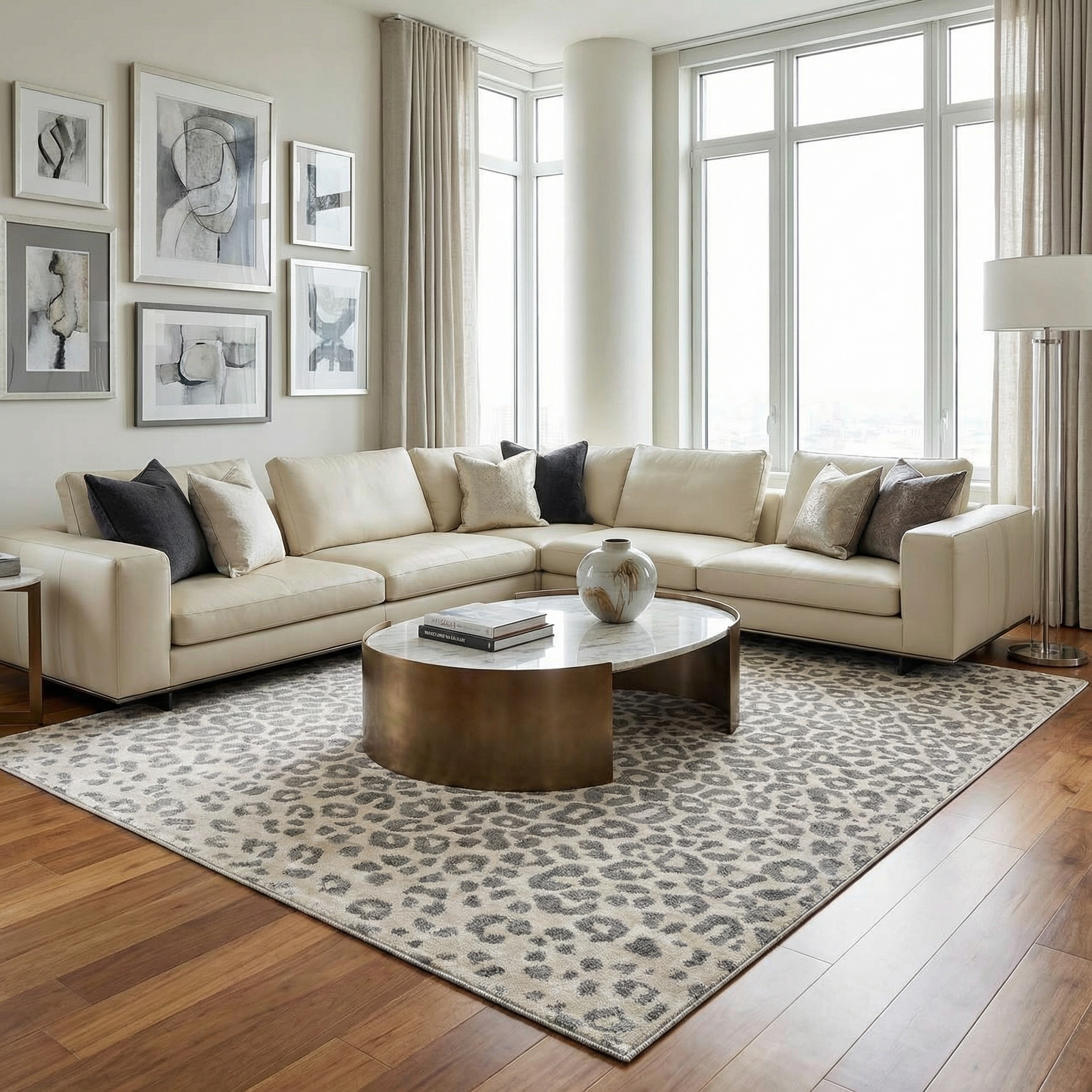 Beige Liversedge Leopard Print Area Rug