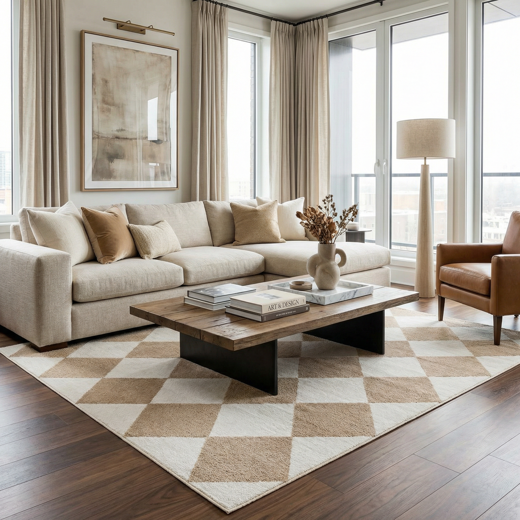 Ulric Brown Diamond Washable Area Rug