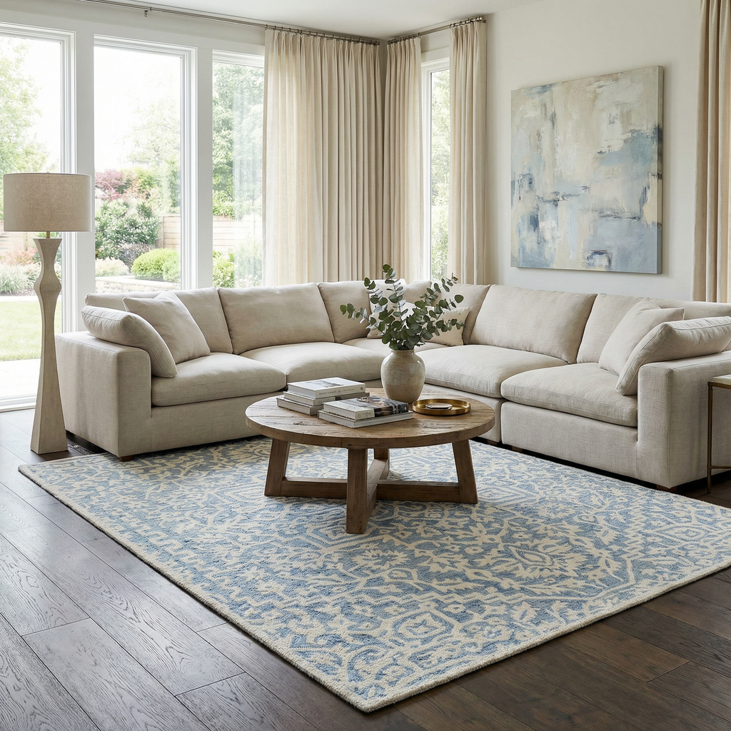 Gagebrook Blue Wool Area Rug
