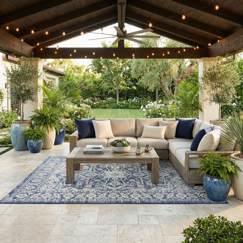 Etoile Navy Blue Performance Outdoor Rug