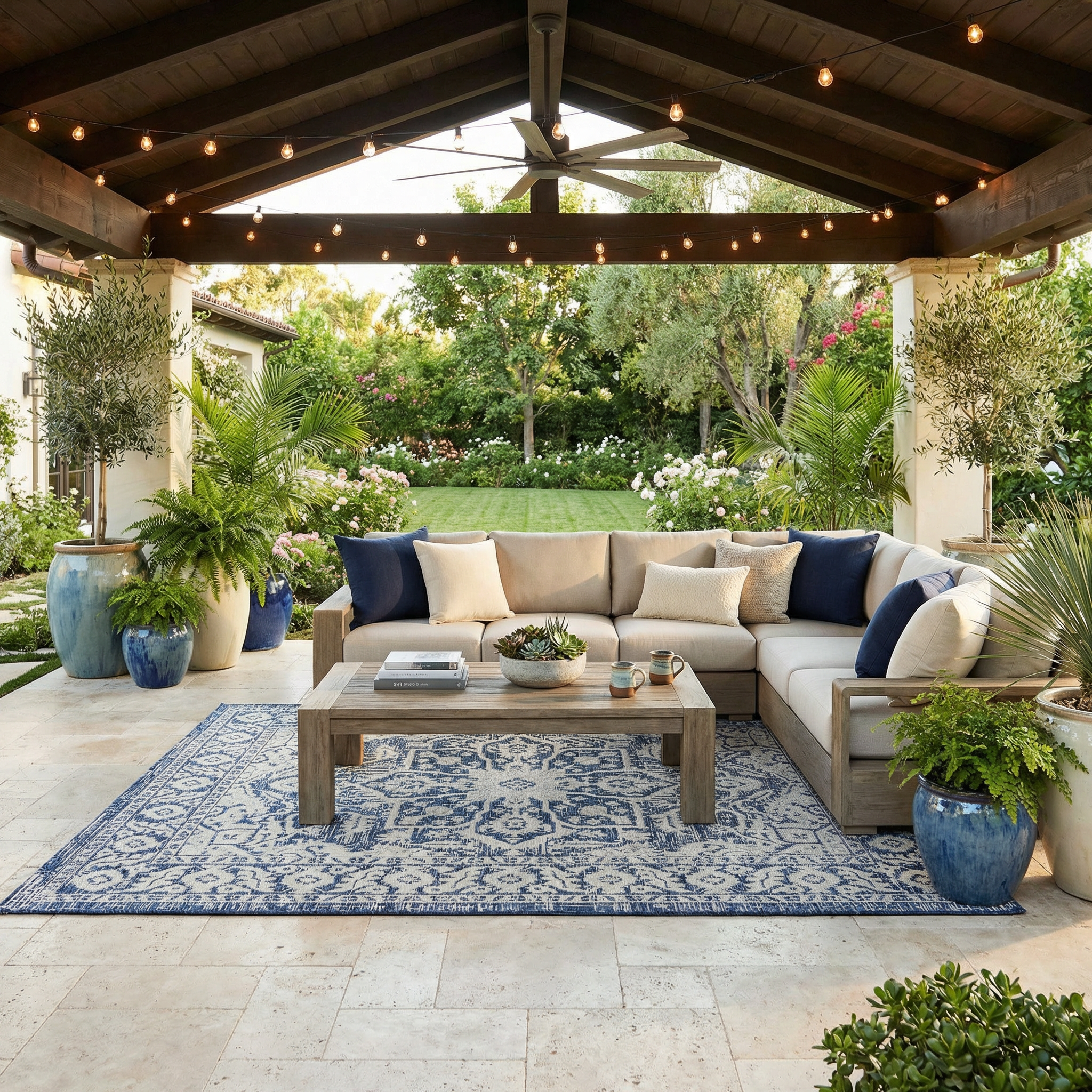 Etoile Navy Blue Performance Outdoor Rug