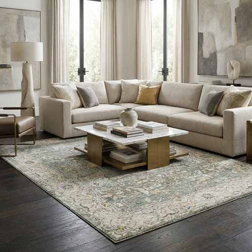 Aviva Teal Textured Rug with Fringes