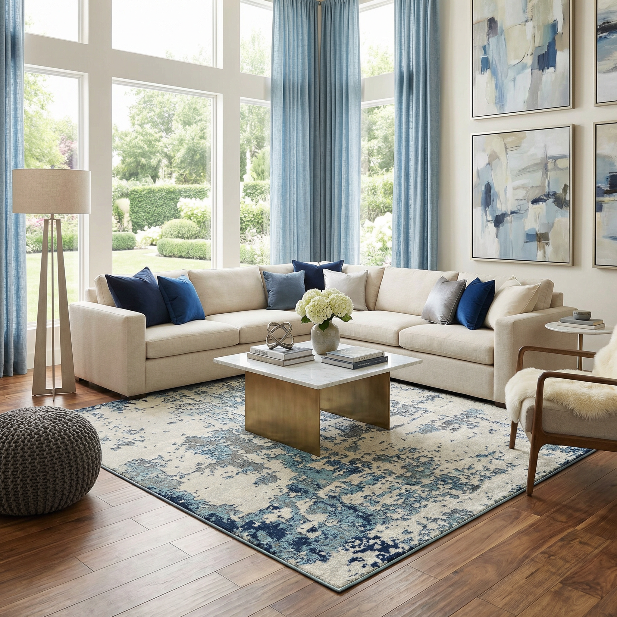 Beverly Abstract Blue Area Rug