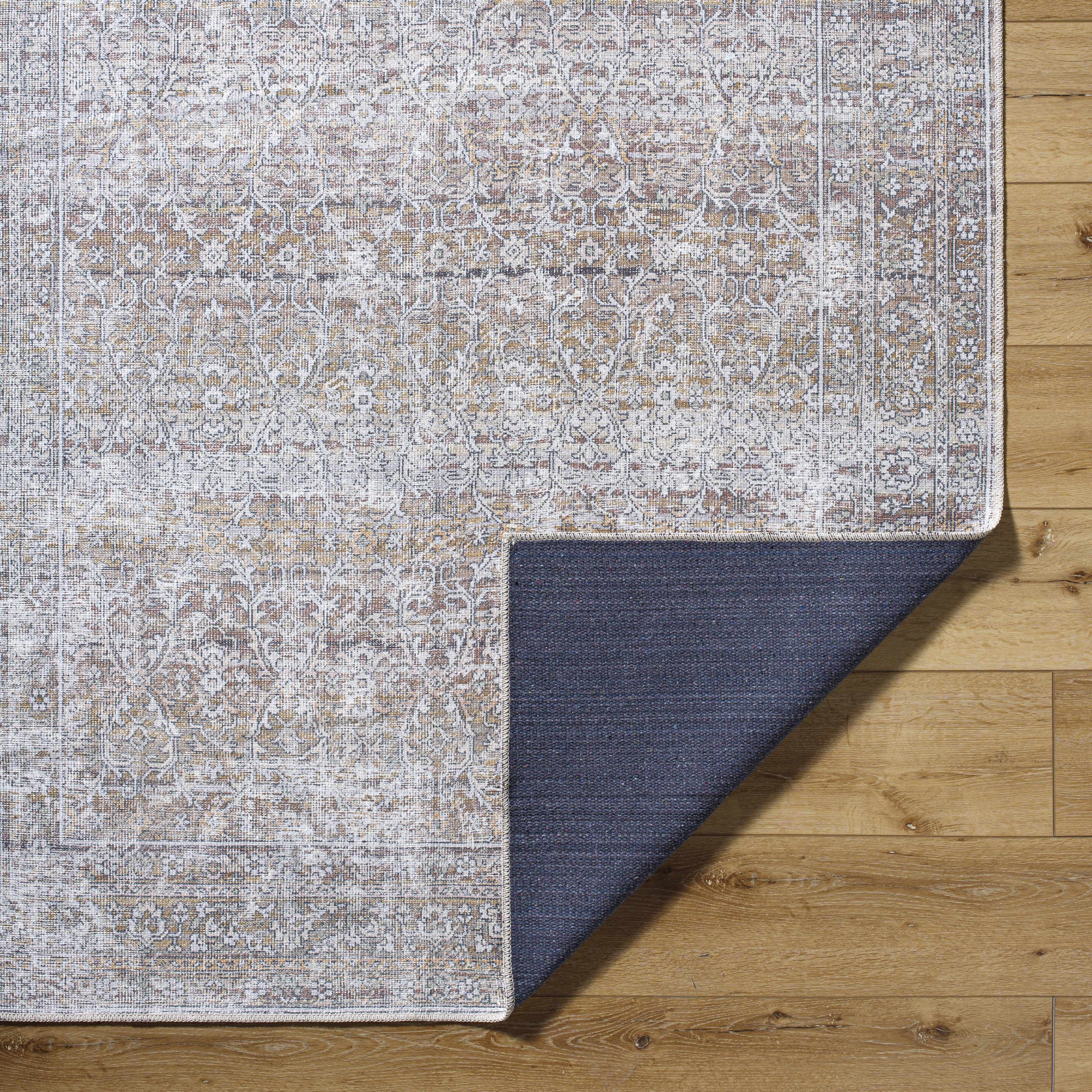 Our PNW Home Rainier Damask Dark Brown Washable Rug