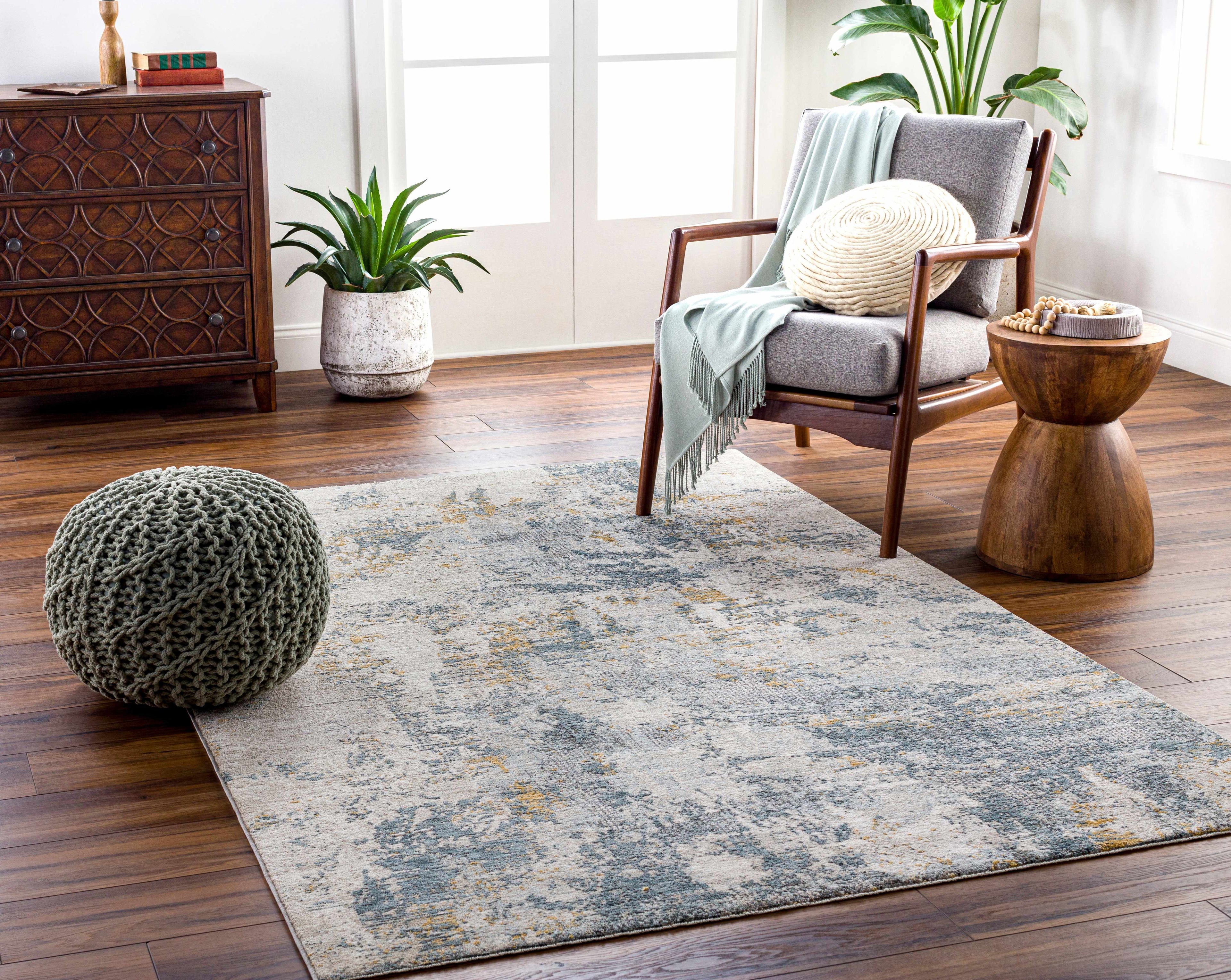 Chaya Textured Abstract Rug with Fringes