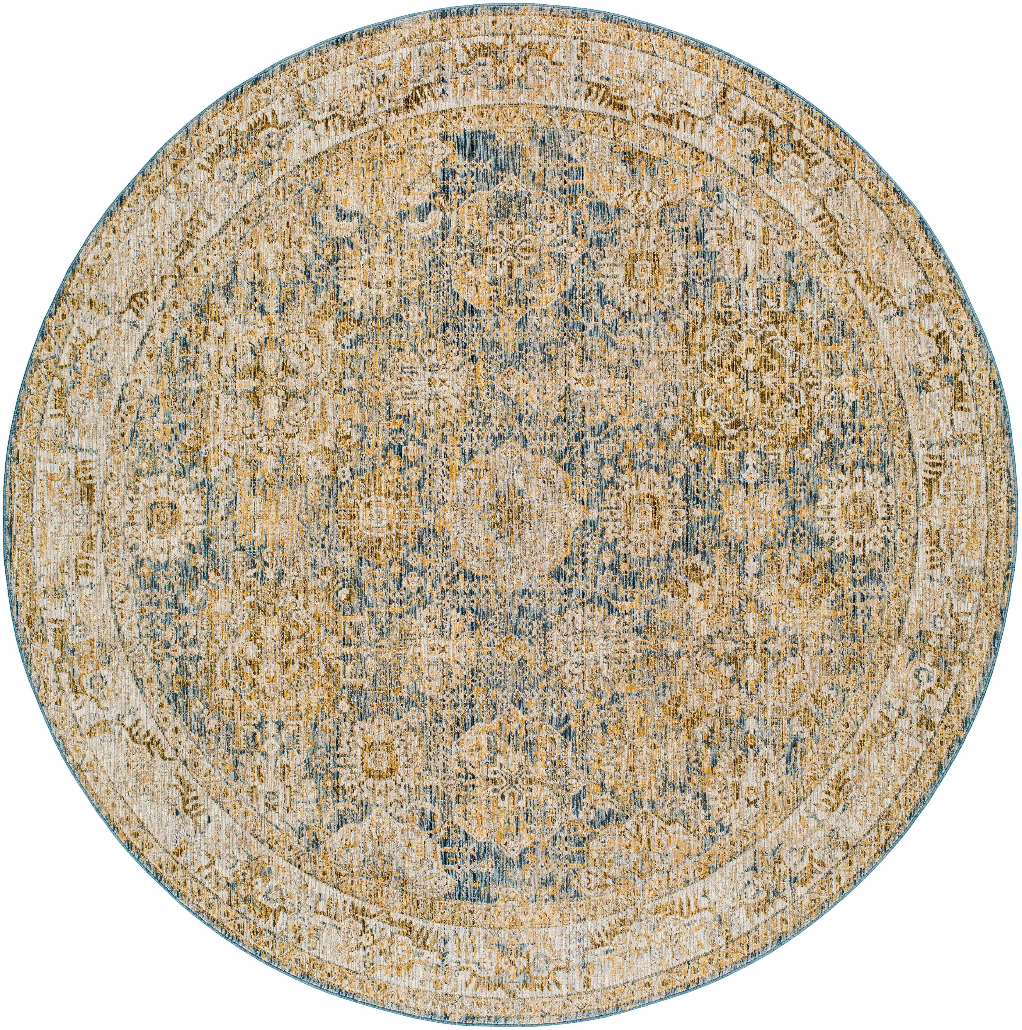 Ange Cream & Blue Rich Textured Rug