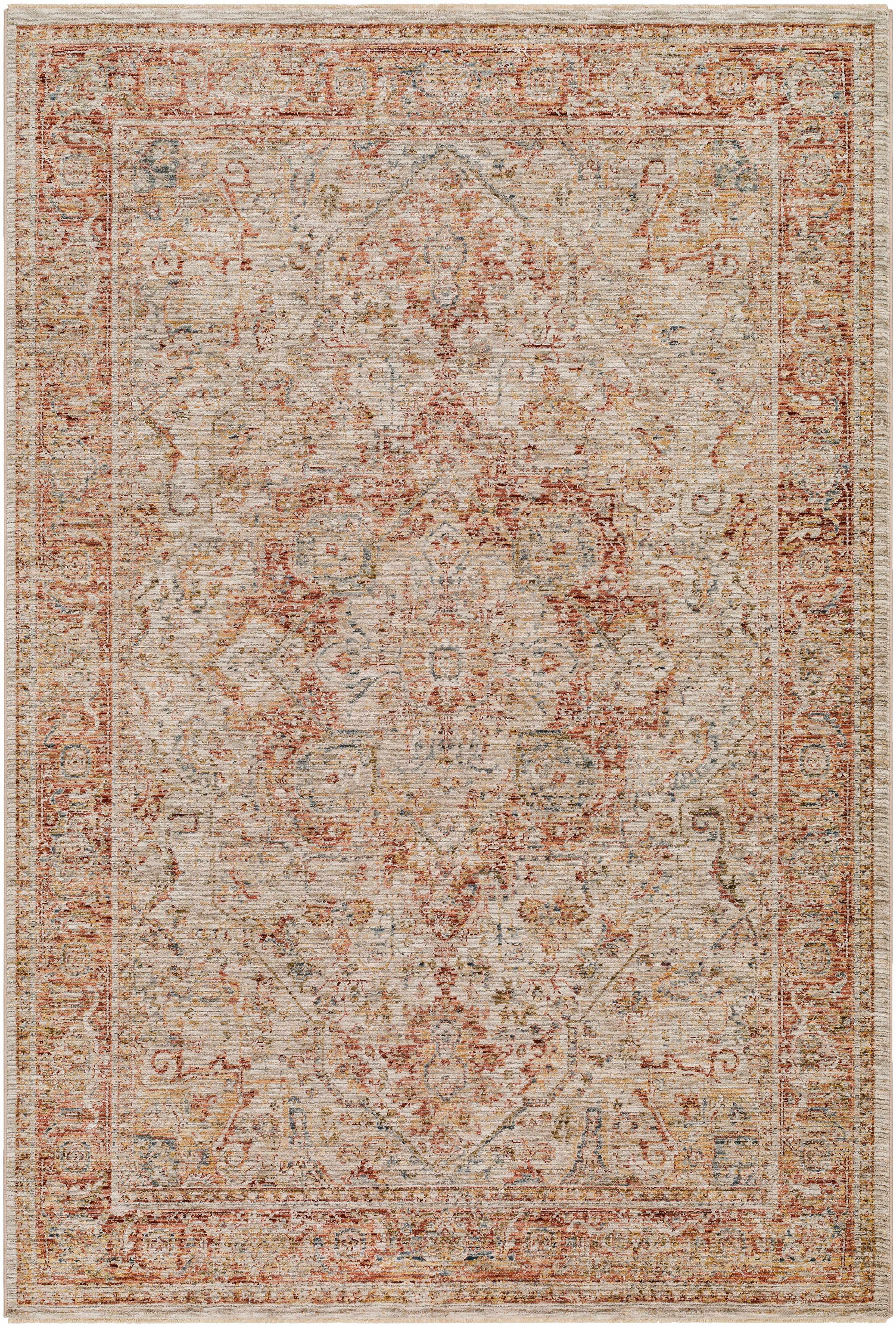 Cress Rust Rich Textured Traditional Rug