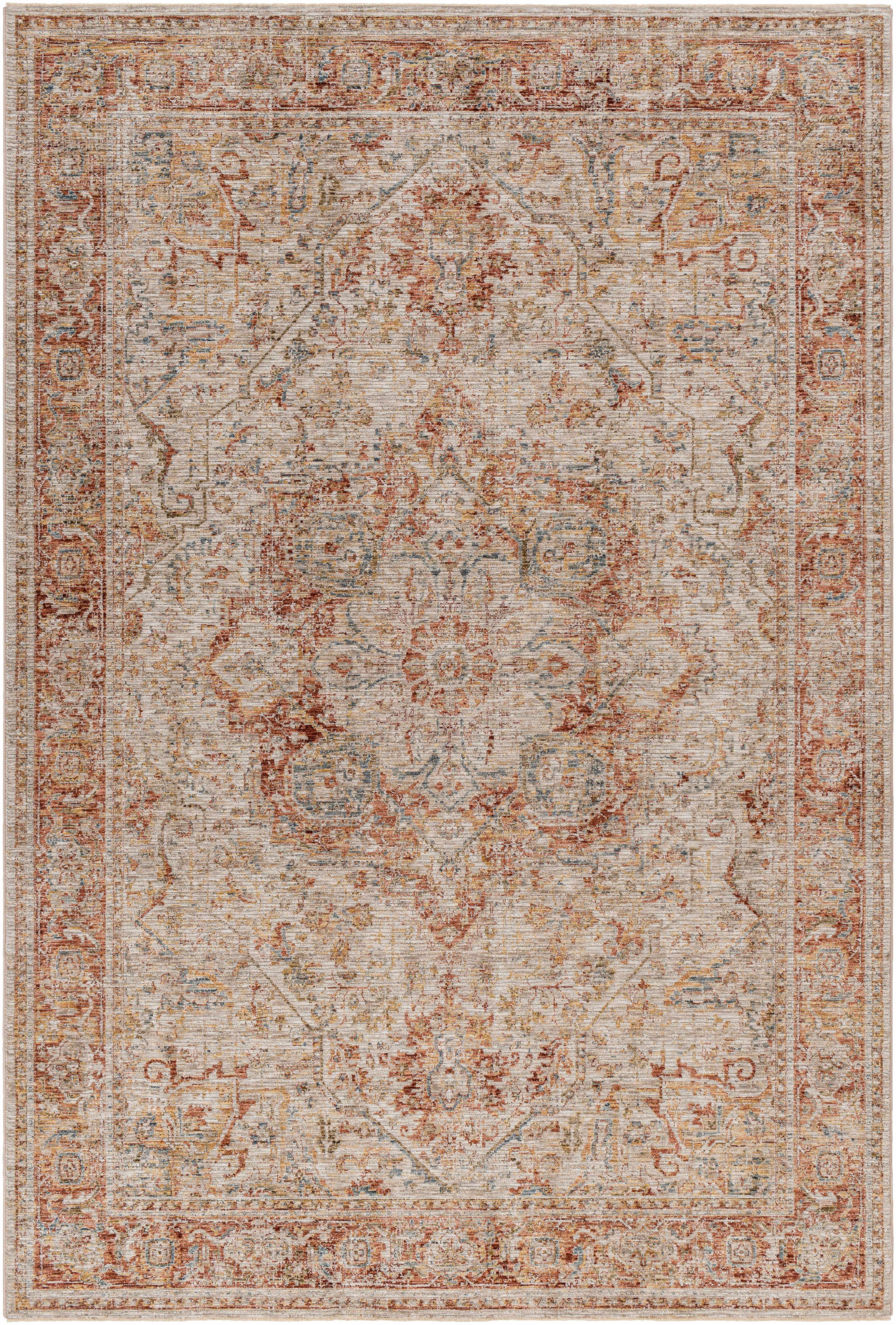 Cress Rust Rich Textured Traditional Rug