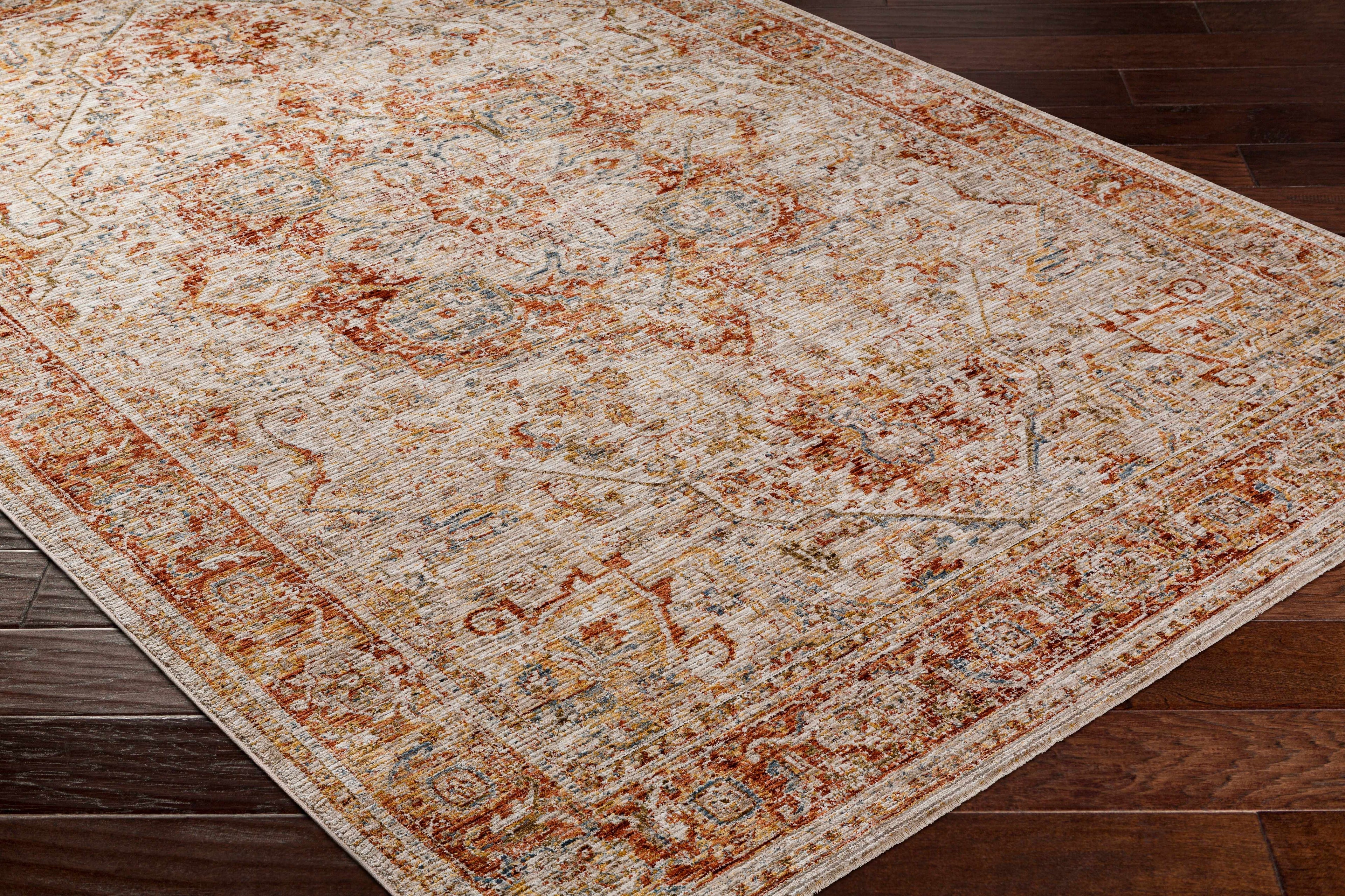 Cress Rust Rich Textured Traditional Rug