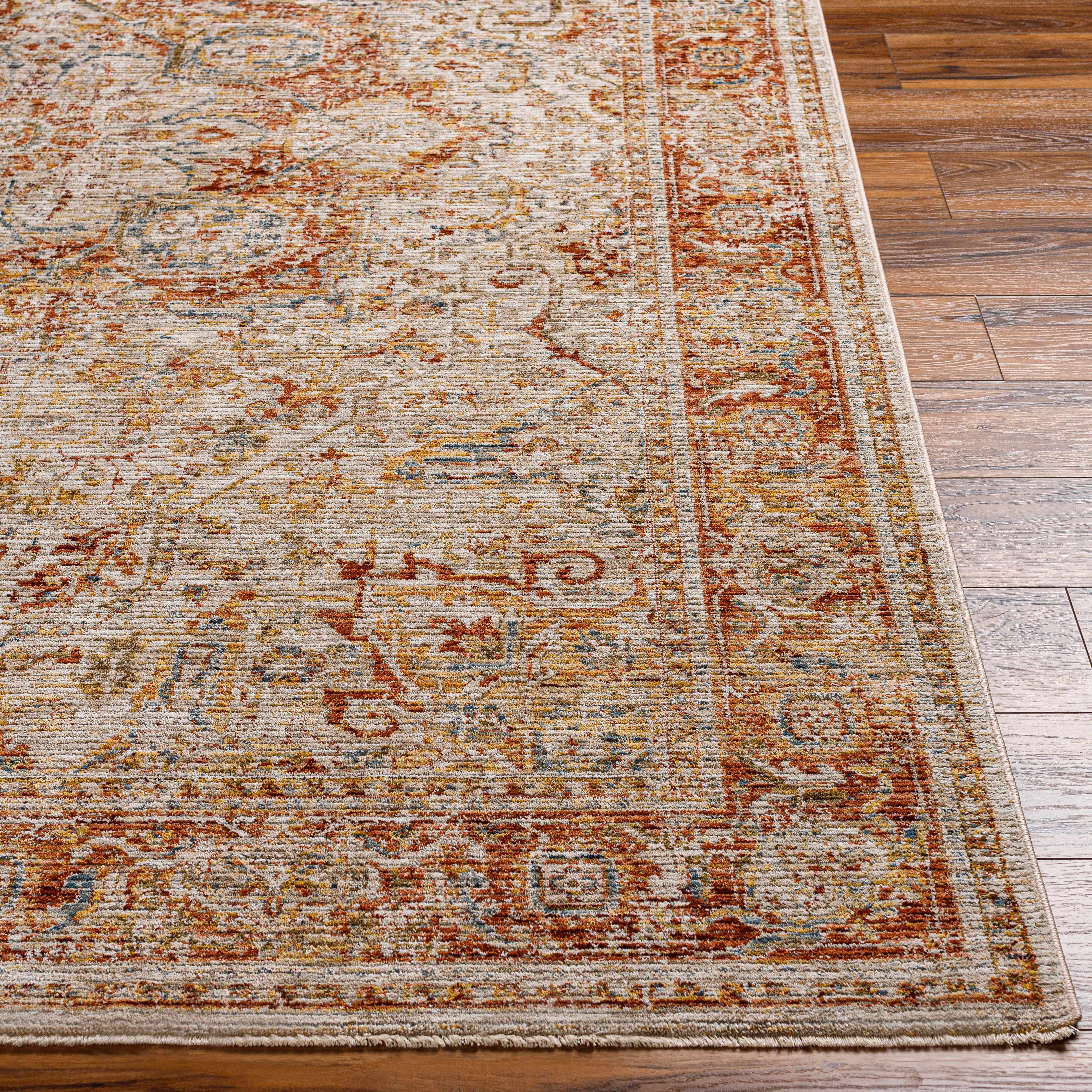 Cress Rust Rich Textured Traditional Rug