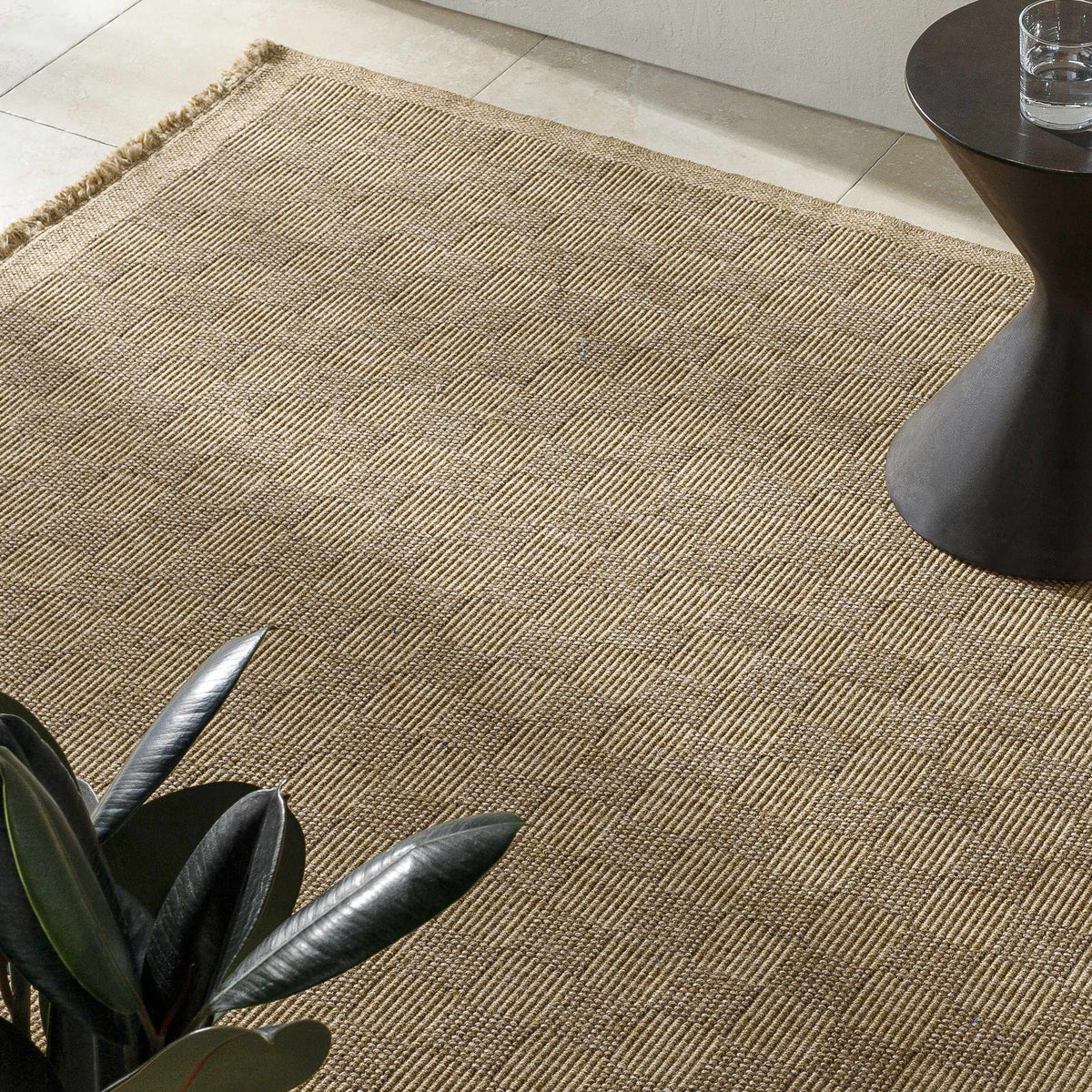 Jurek Beige Checkered Outdoor Area Rug