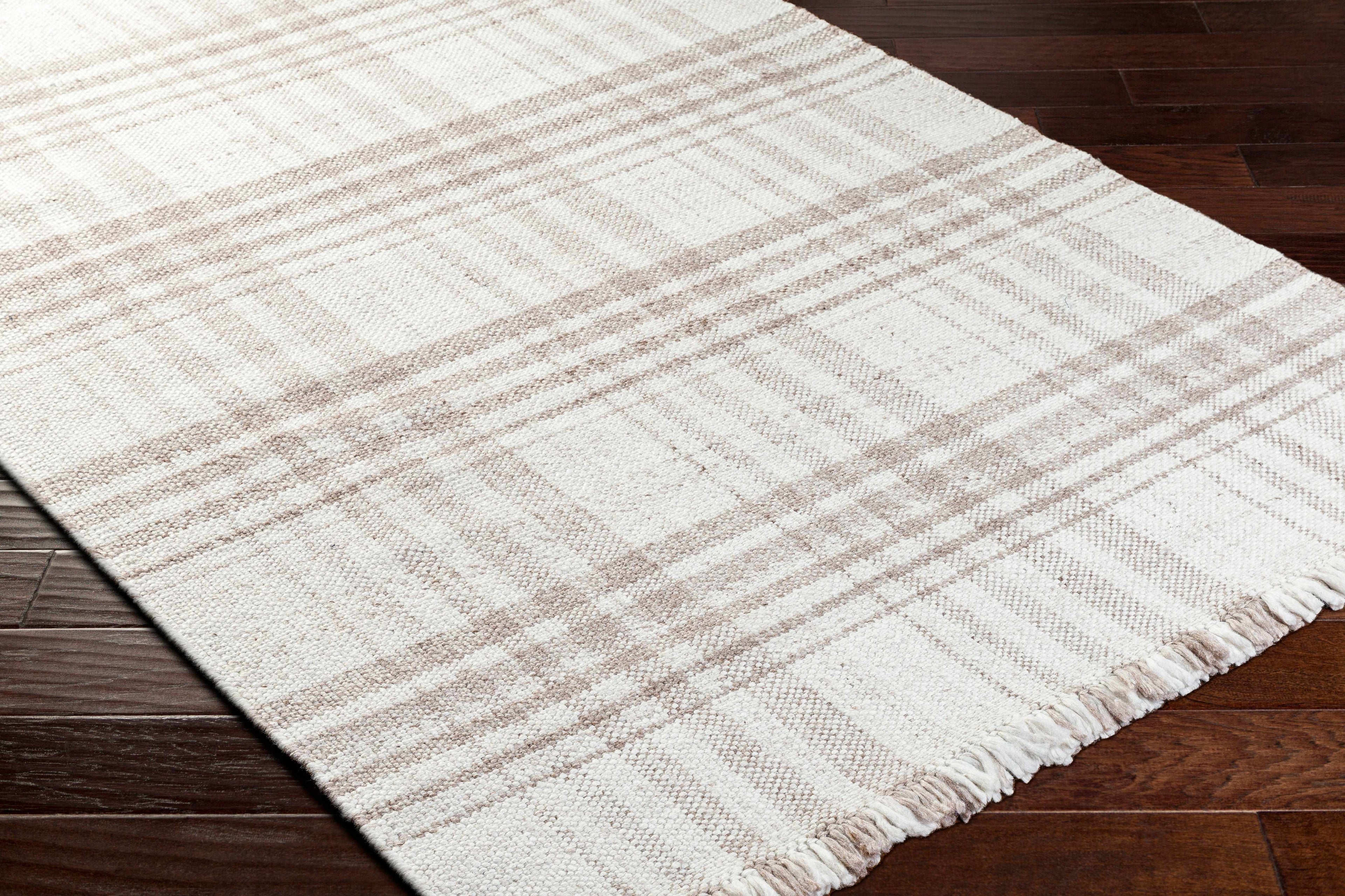 Inara Light Brown Plaid Hand Woven Area Rug