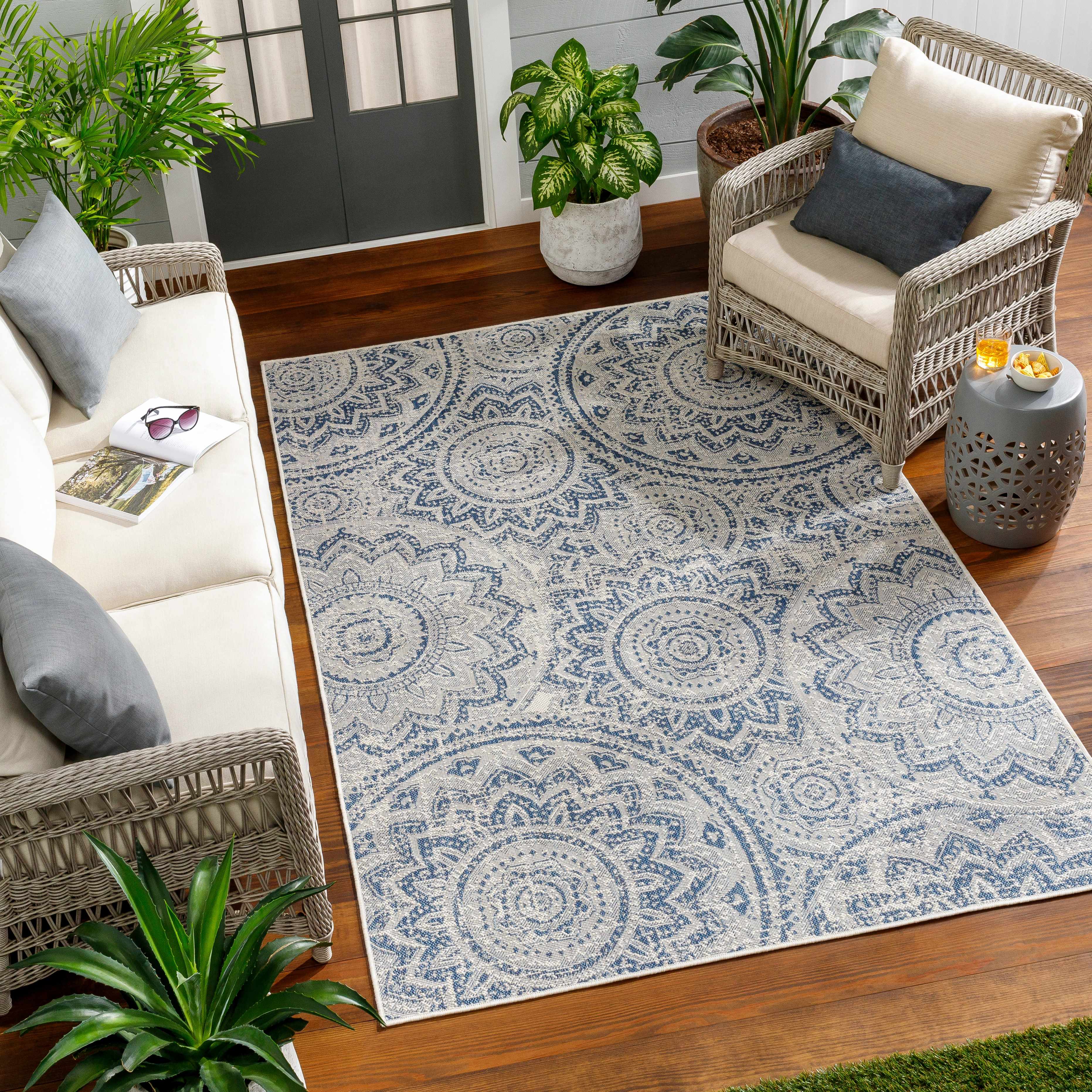 Ayala Blue Durable Outdoor Rug