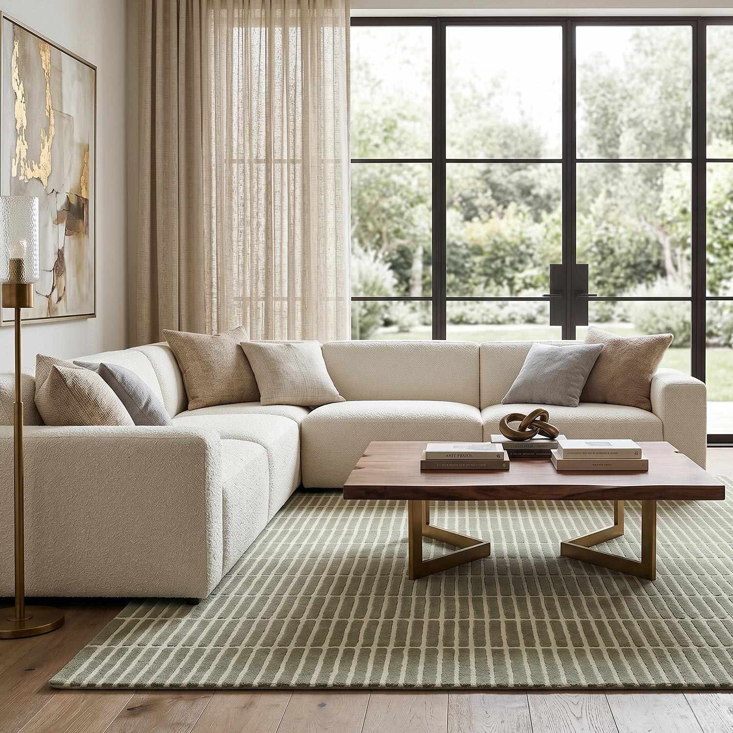 Finial Olive Wool Area Rug