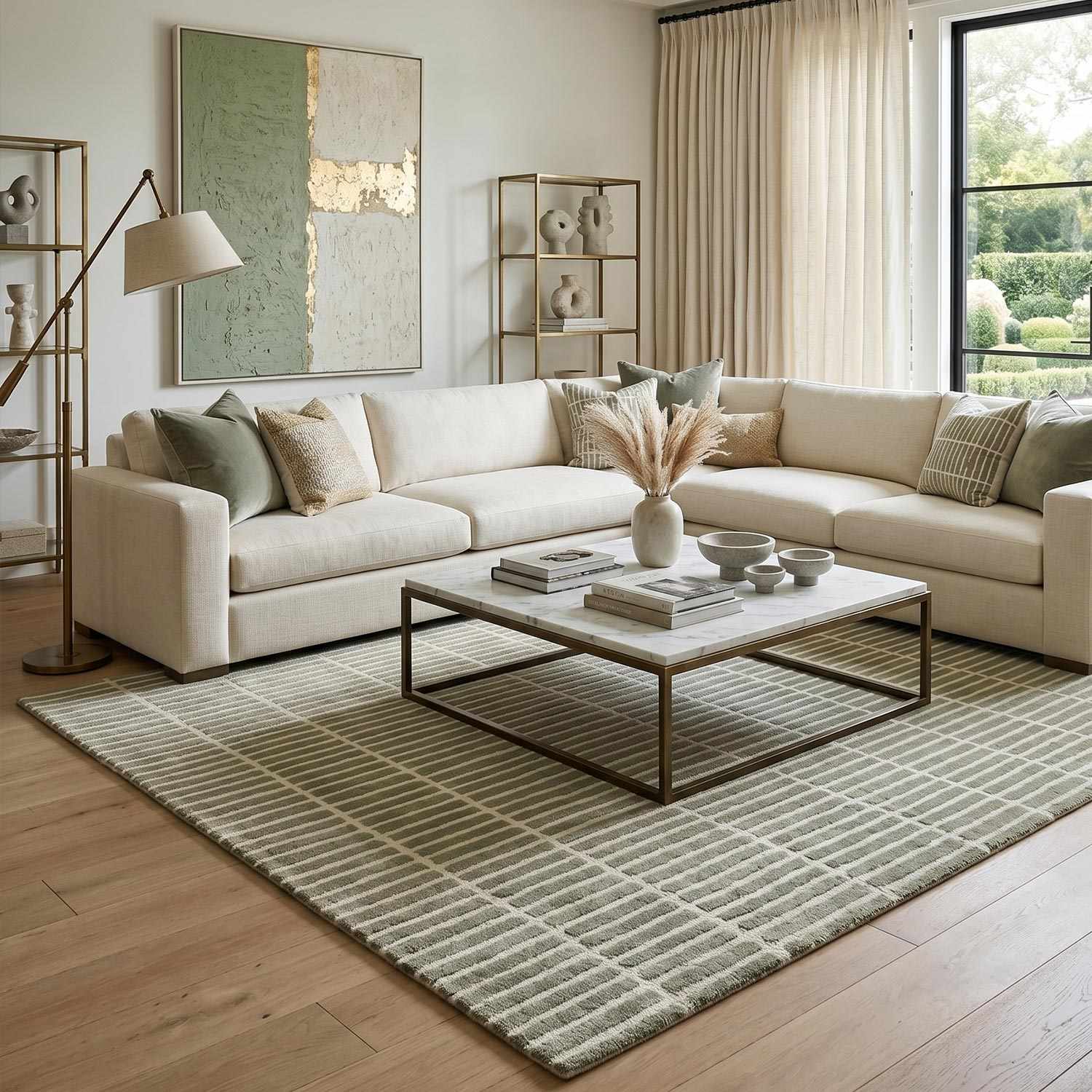 Finial Olive Wool Area Rug